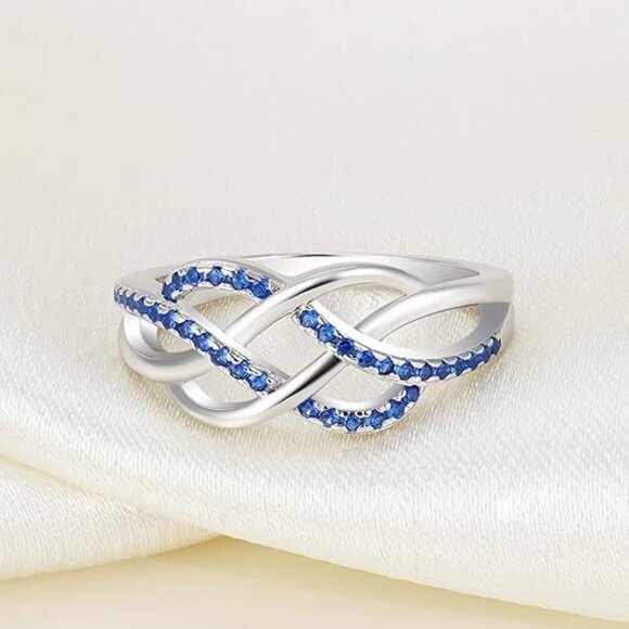 YL Celtic Knot Twisted Knot Ring Birthstone Infinity Rings - Sapphire - Sep - Picture 5 of 6